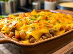 the best beef queso potato casserole