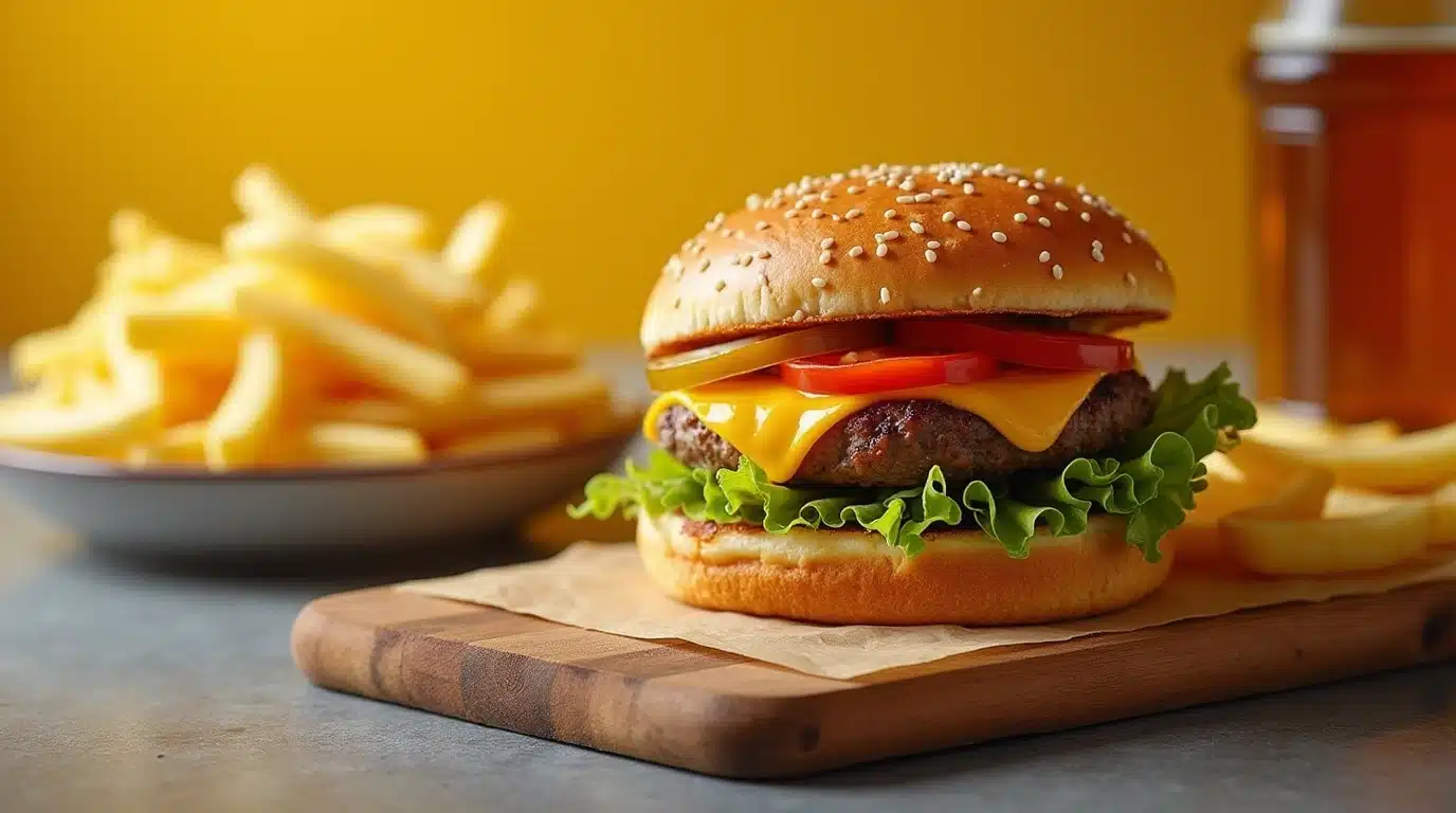 cheeseburger and french fries