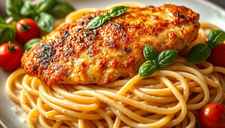 Crispy Chicken with Creamy Pasta