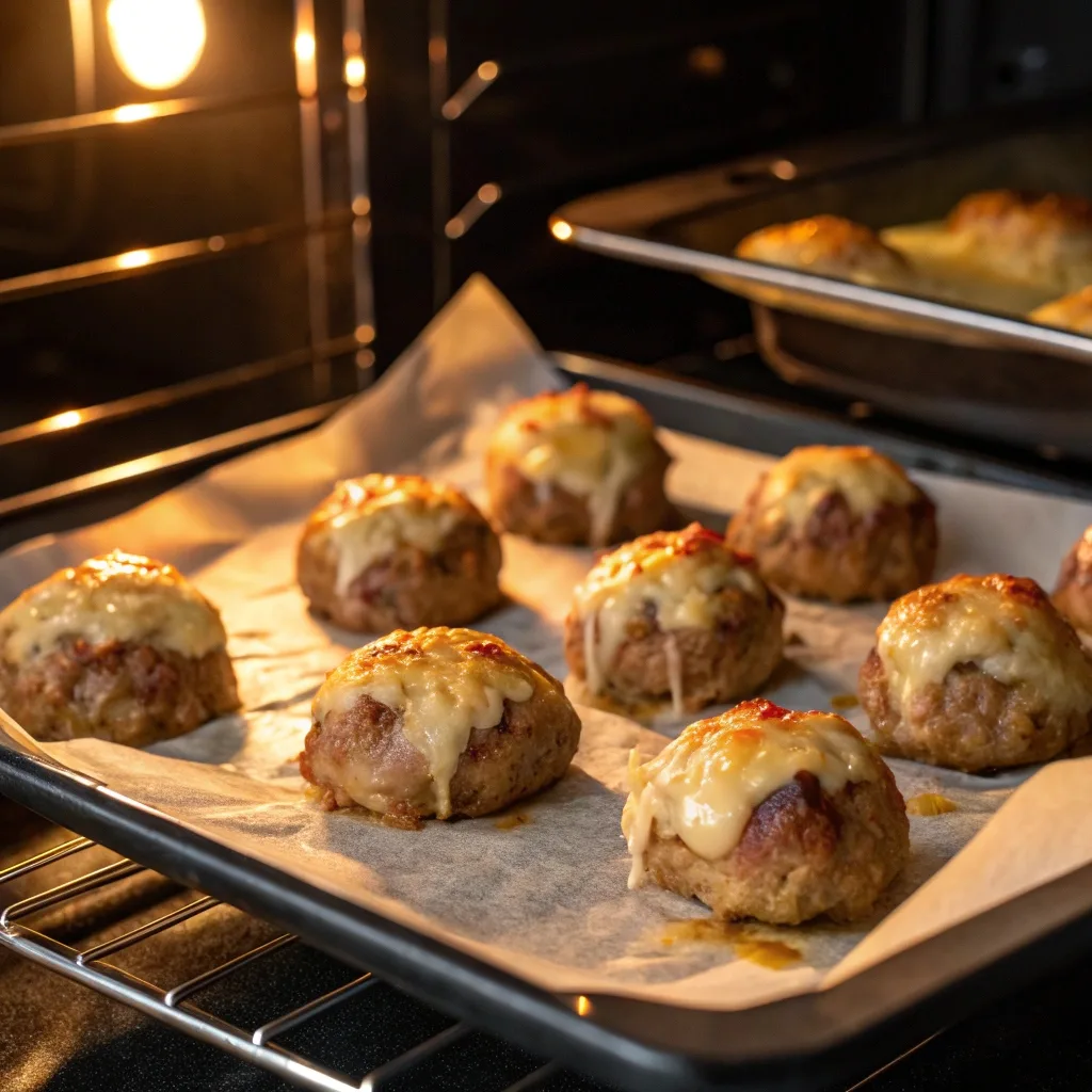 Sausage Balls Baking on Tray