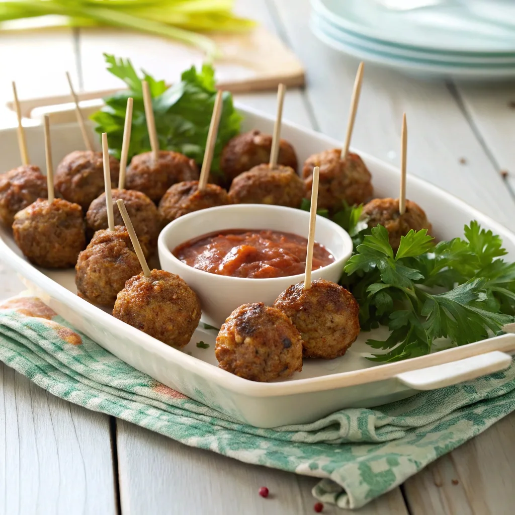 Sausage Balls Served with Dipping Sauce