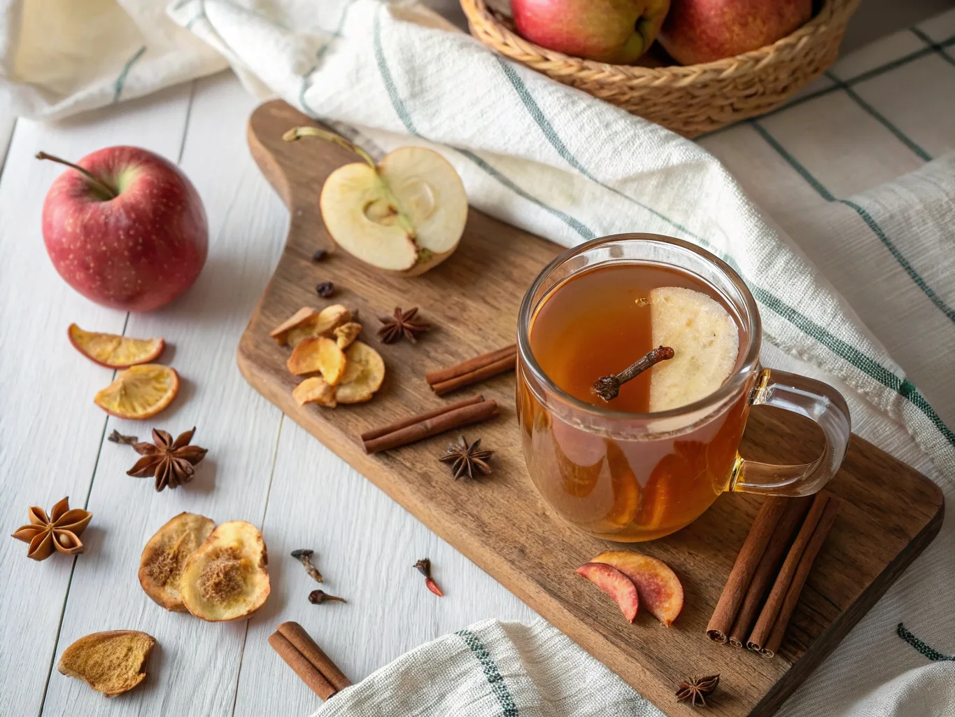 apple peel tea for weight loss in rustic setting