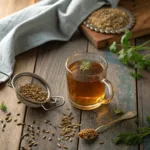 Bariatric seed tea recipe in glass mug with seeds