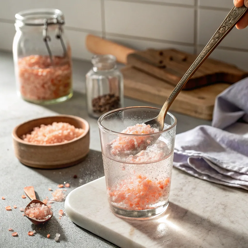 Himalayan pink salt water preparation