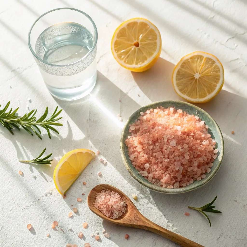 Pink salt and lemon ingredients