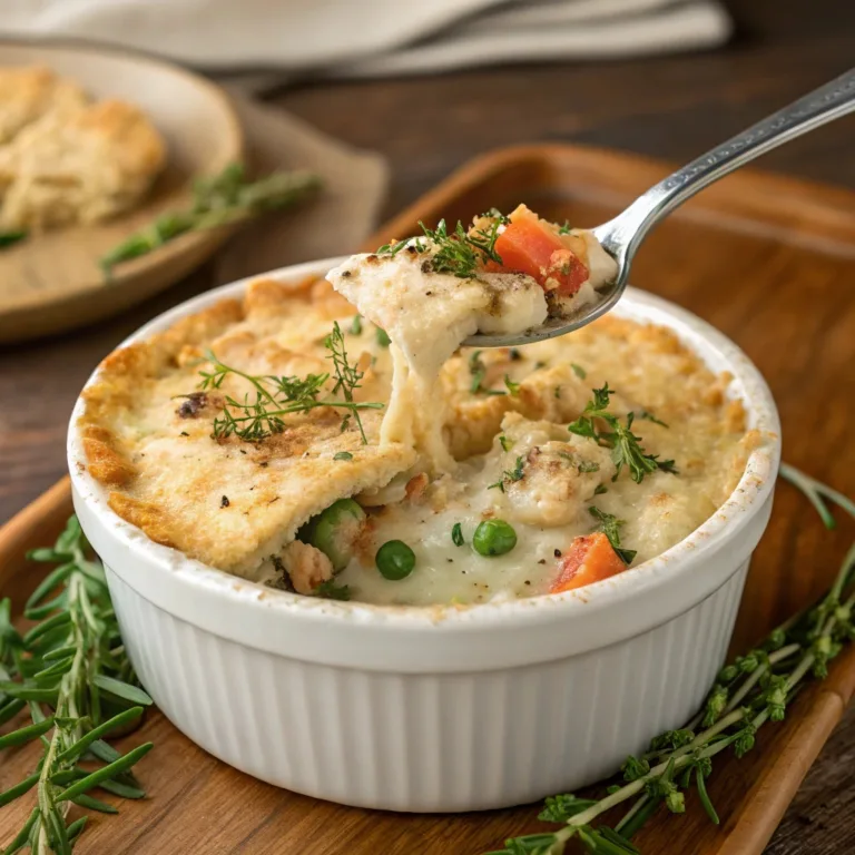 Served cottage cheese chicken pot pie bowl