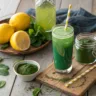 Spirulina lemonade for weight loss drink with lemon and mint