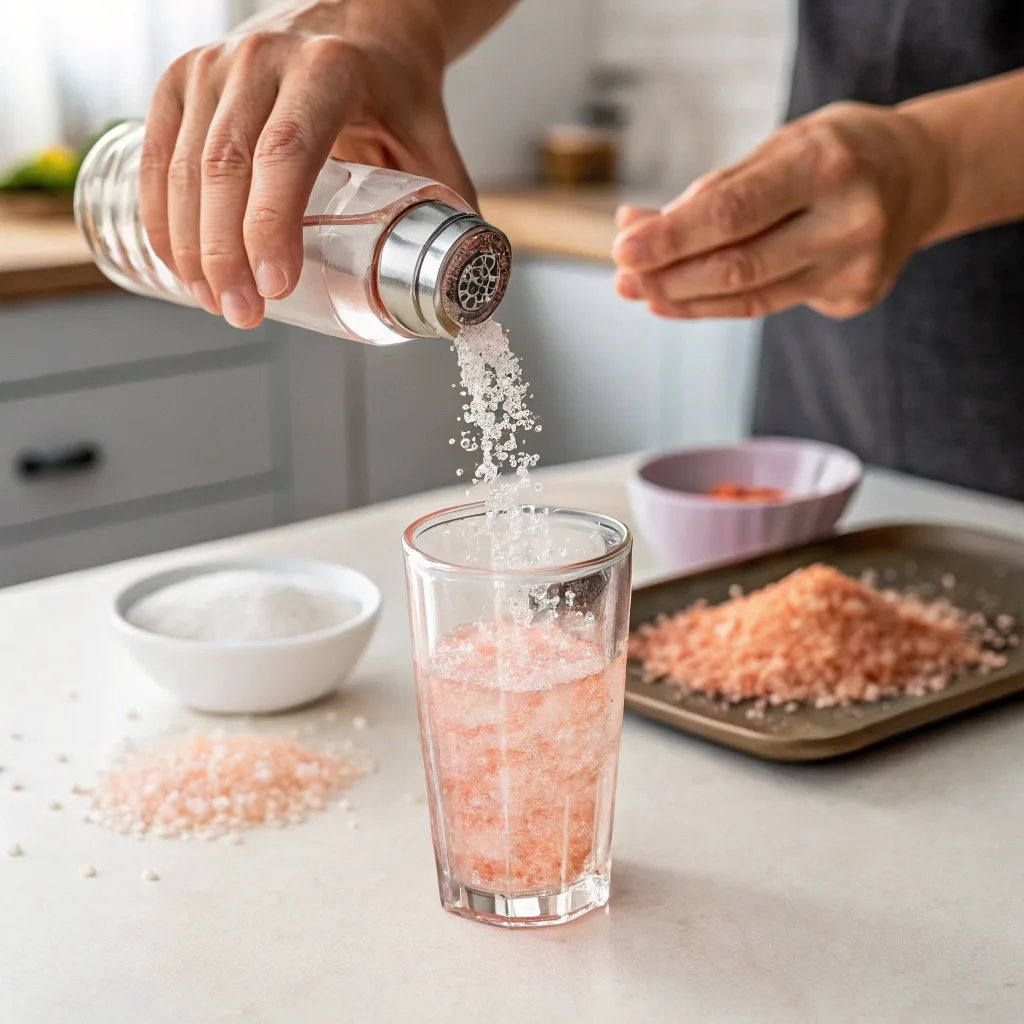 Mixing Himalayan salt in warm water