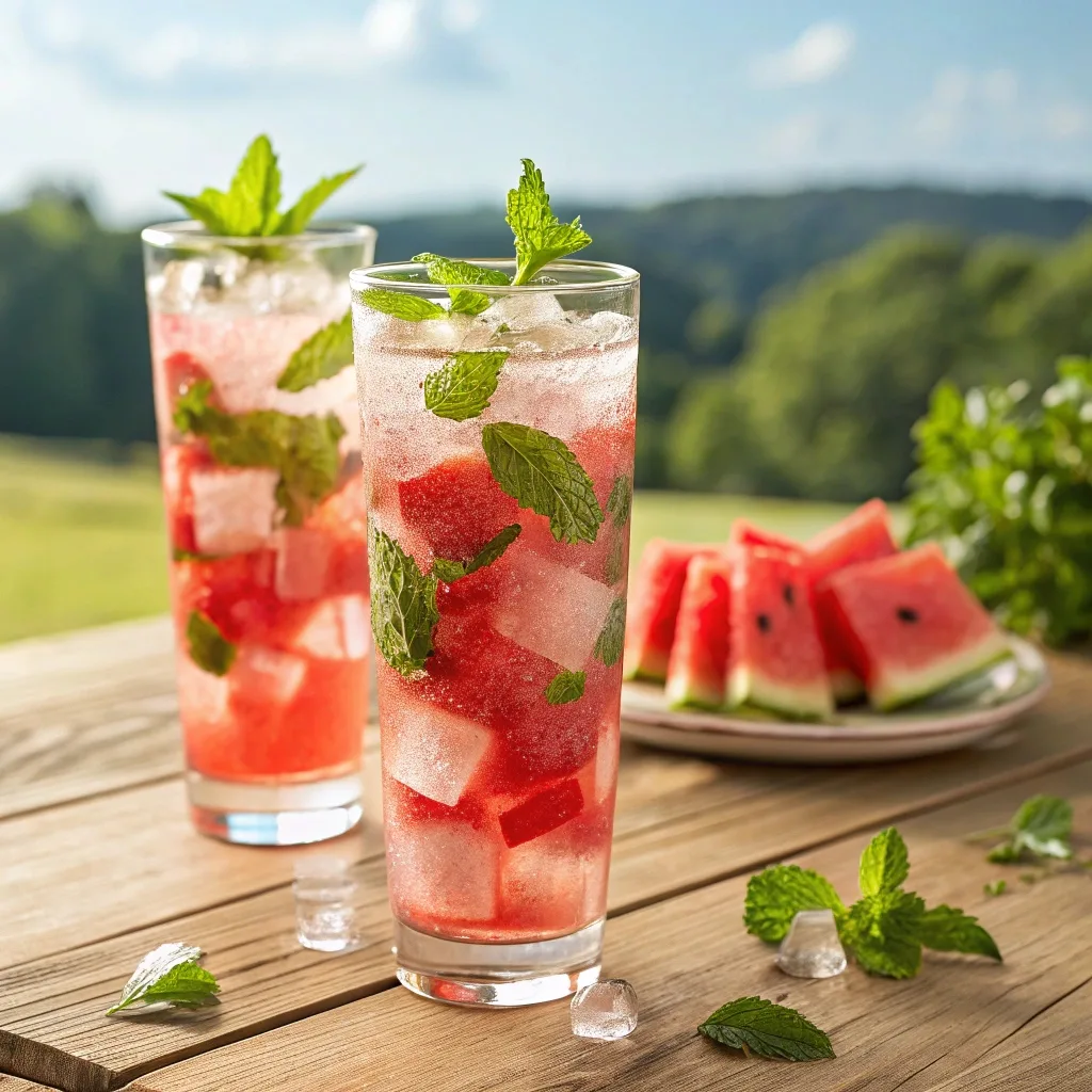 serving watermelon mint detox water