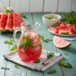 Watermelon Mint Detox Water in glass pitcher