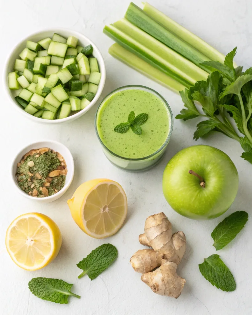 Detoxifying cucumber celery smoothie