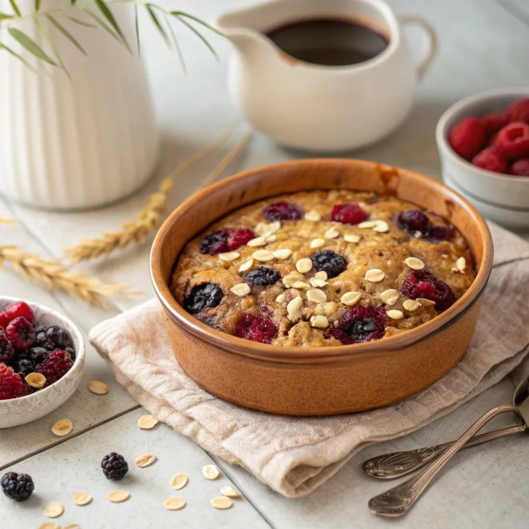 Berry Oatmeal Bake fresh out of the oven