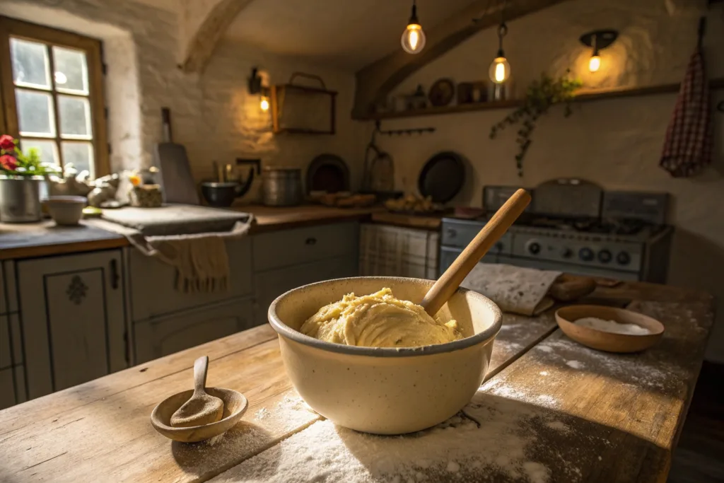 Mixing dough for cottage cheese Parmesan bagels