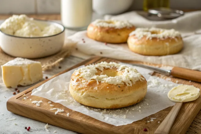 Cottage cheese bagels with Parmesan twist fresh out of the oven