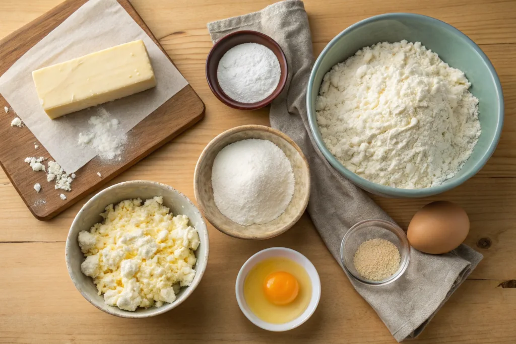 Ingredients for cottage cheese Parmesan bagels