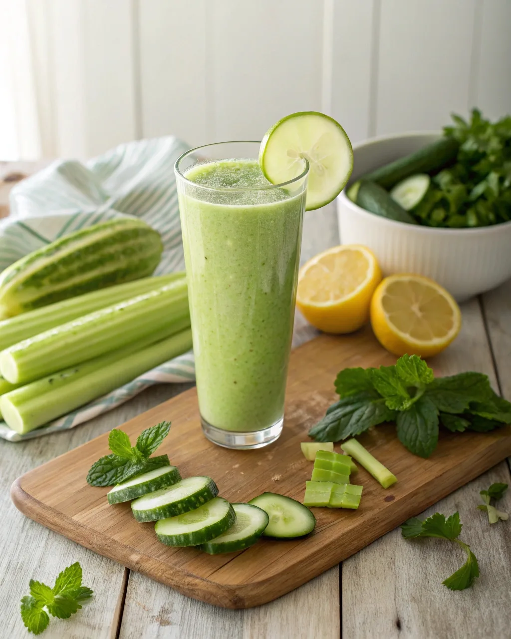 Detoxifying cucumber celery smoothie
