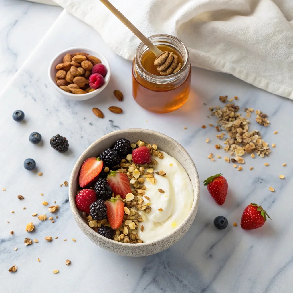 Ingredients for Greek Yogurt Parfait with Honey