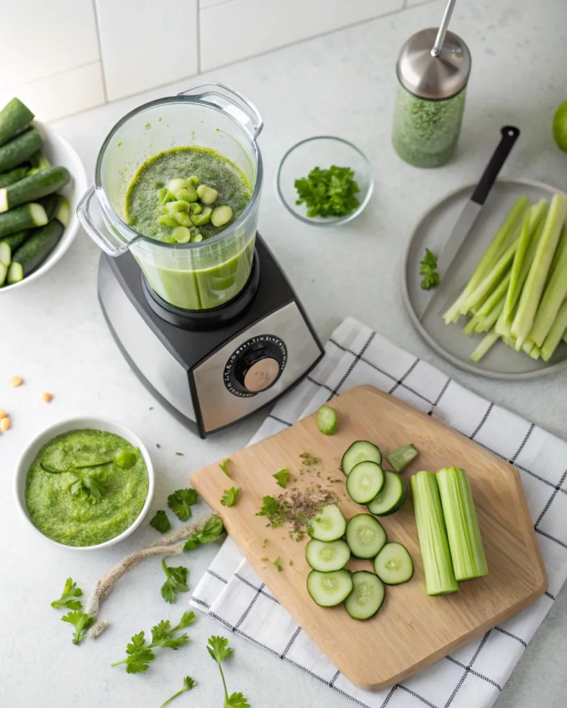 Detoxifying cucumber celery smoothie