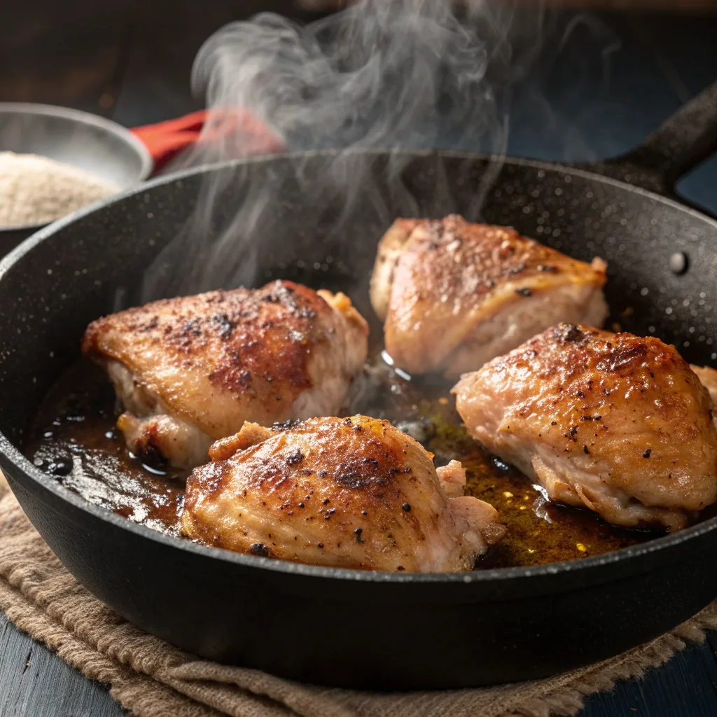 Chicken cooking for street corn rice bowl