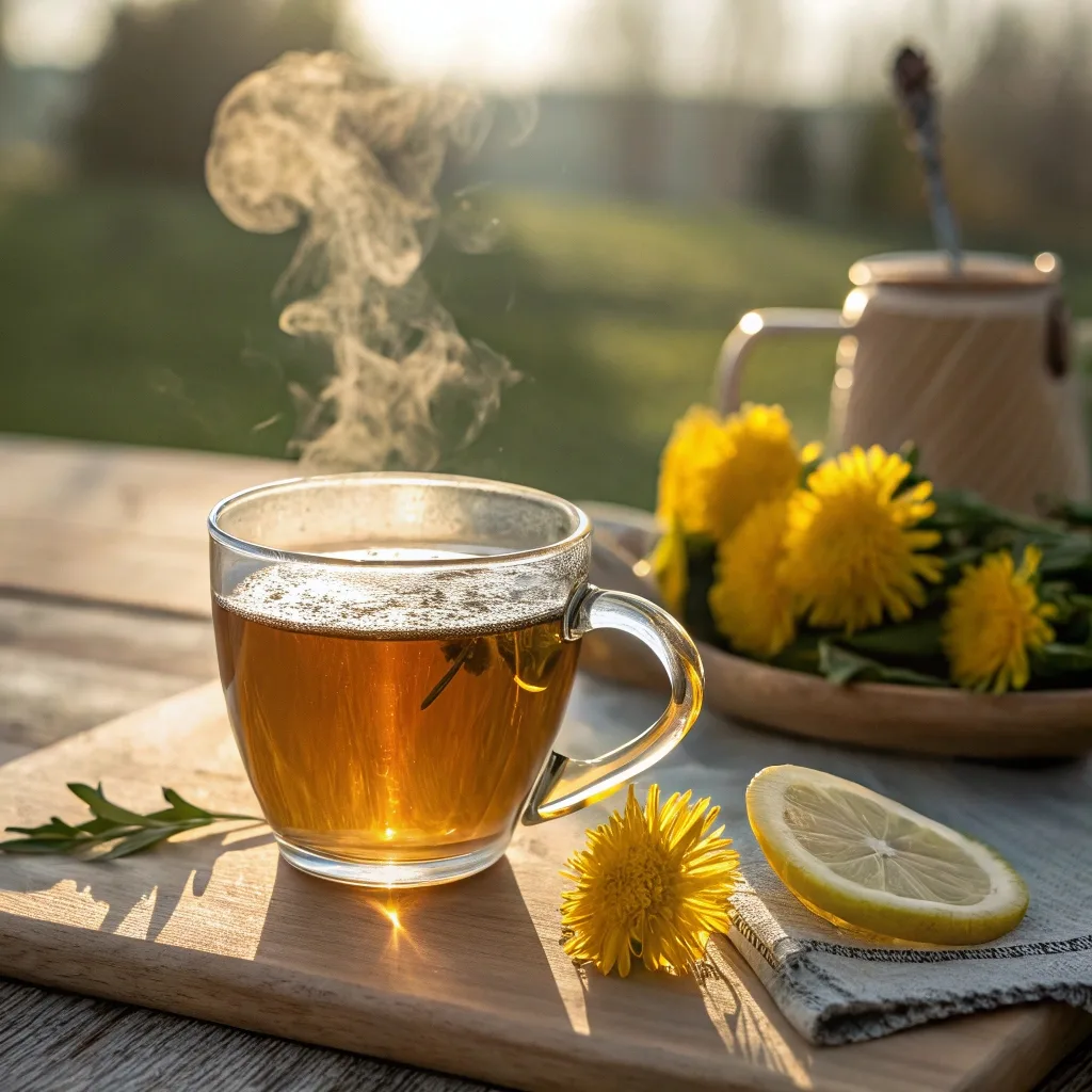 Served dandelion root tea