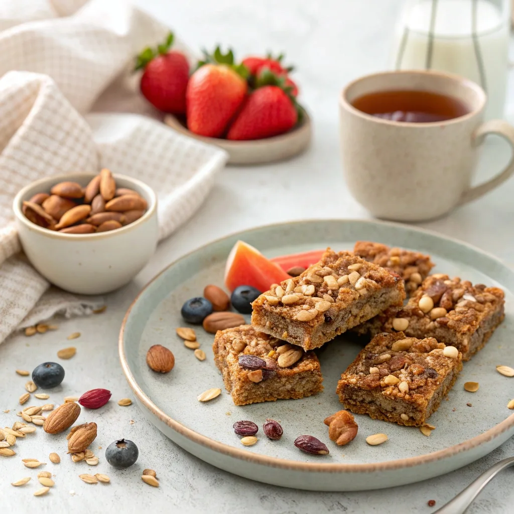 Served Peanut Butter Oat Bars with Tea