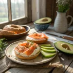 Served keto bagel with cream cheese