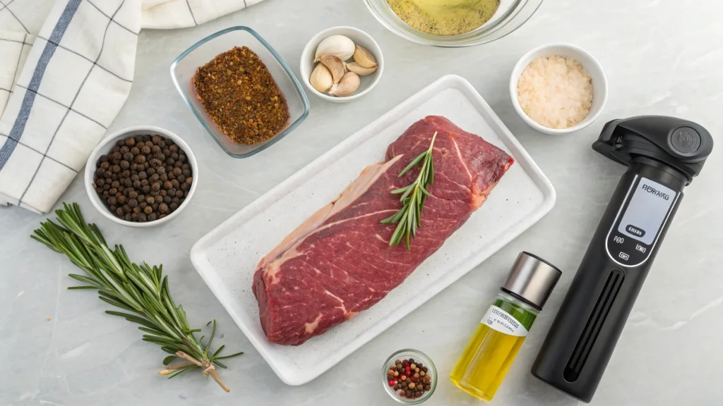 tri tip sous vide ingredients on counter