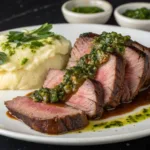 sliced tri tip served with sides