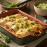 cheesy chicken enchiladas in baking dish