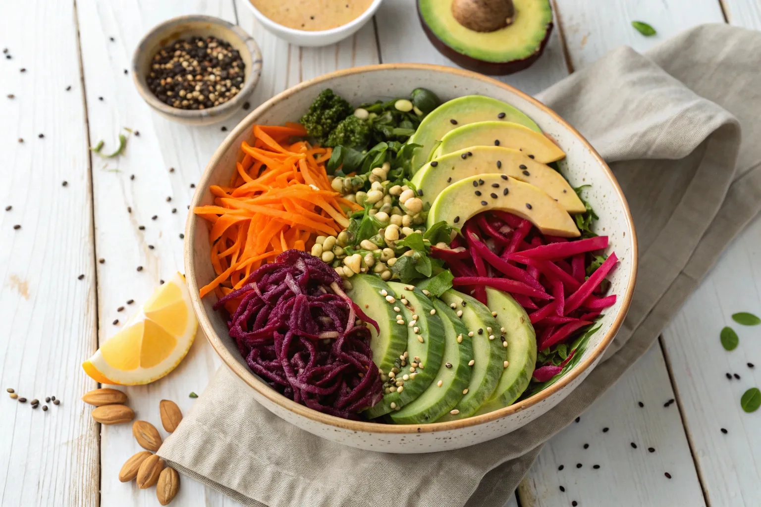 microbiome detox salad with colorful gut-friendly ingredients