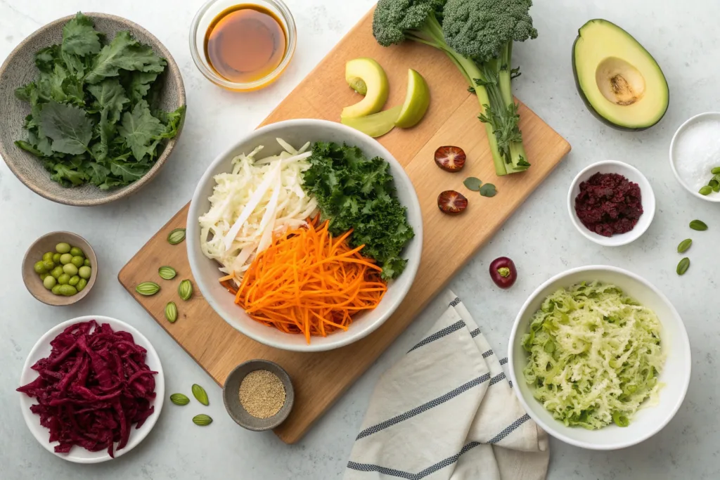 microbiome salad ingredients laid out
