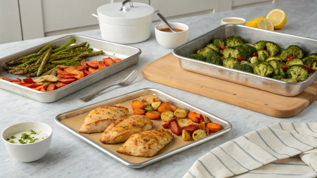 Batch cooking chicken and vegetables