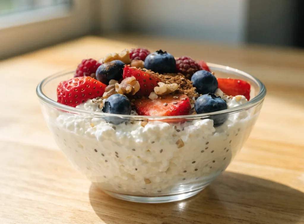 Finished high protein cottage cheese weight loss bowl